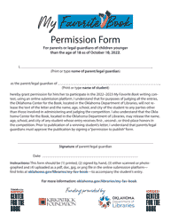 Document preview: Permission Form - My Favorite Book - Oklahoma, 2023