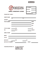 Document preview: Animal Ownership License - Village of Wheeling, Illinois