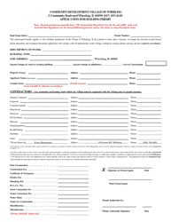 Document preview: Application for Building Permit - Village of Wheeling, Illinois