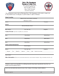 Document preview: Police/Fire Emergency Contact Form - Village of Wheeling, Illinois