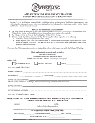 Document preview: Application for Real Estate Transfer - Village of Wheeling, Illinois