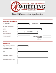 Document preview: Board/Commission Application - Village of Wheeling, Illinois