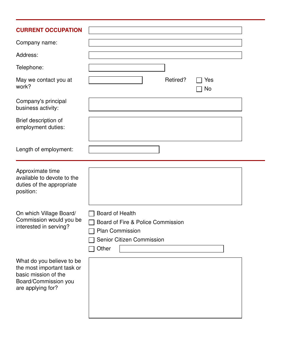 Board / Commission Application - Village of Wheeling, Illinois, Page 2