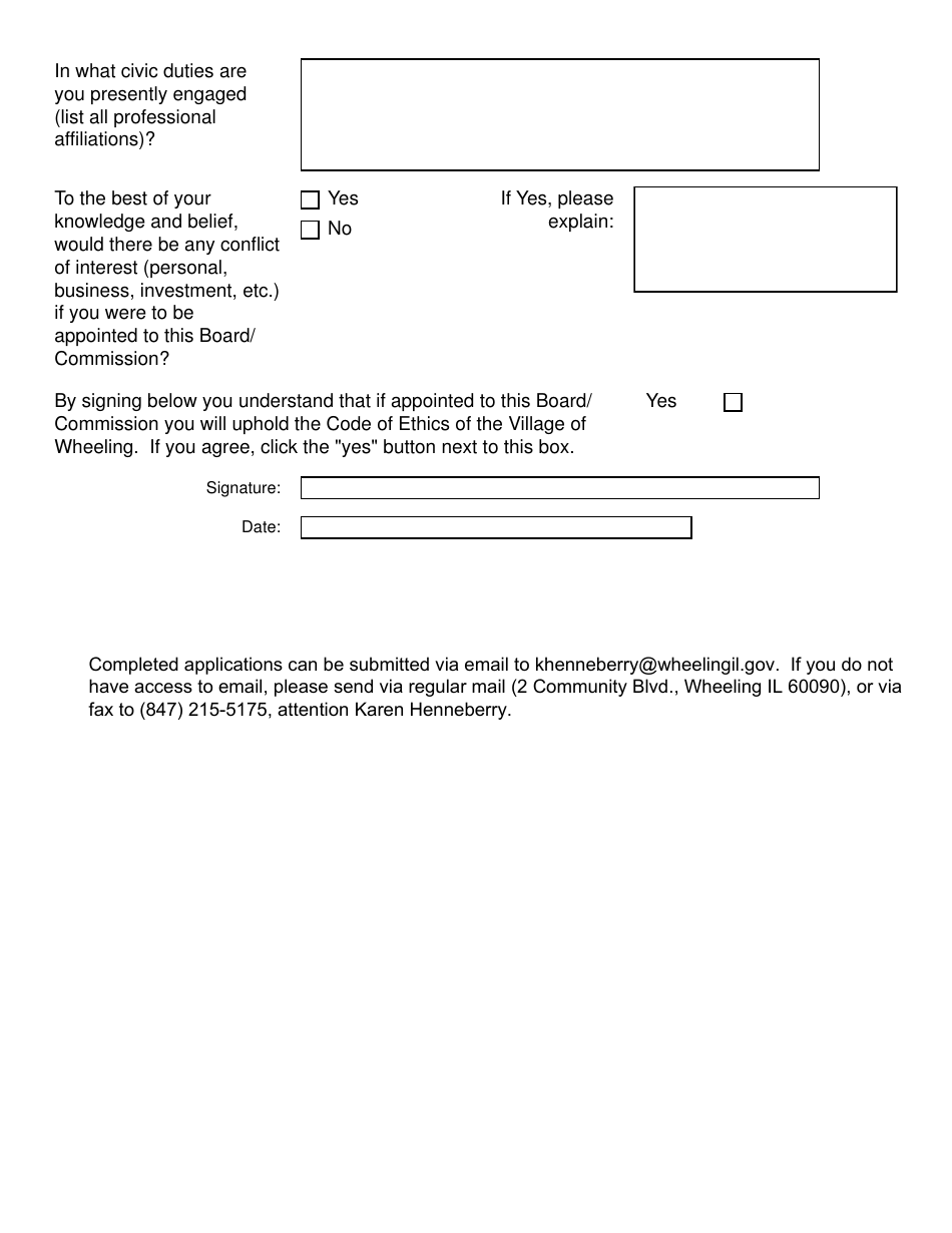 Board / Commission Application - Village of Wheeling, Illinois, Page 3