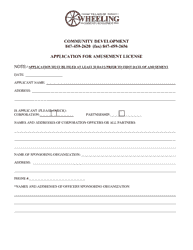Document preview: Application for Amusement License - Village of Wheeling, Illinois