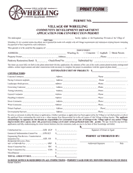 Document preview: Application for Construction Permit - Village of Wheeling, Illinois