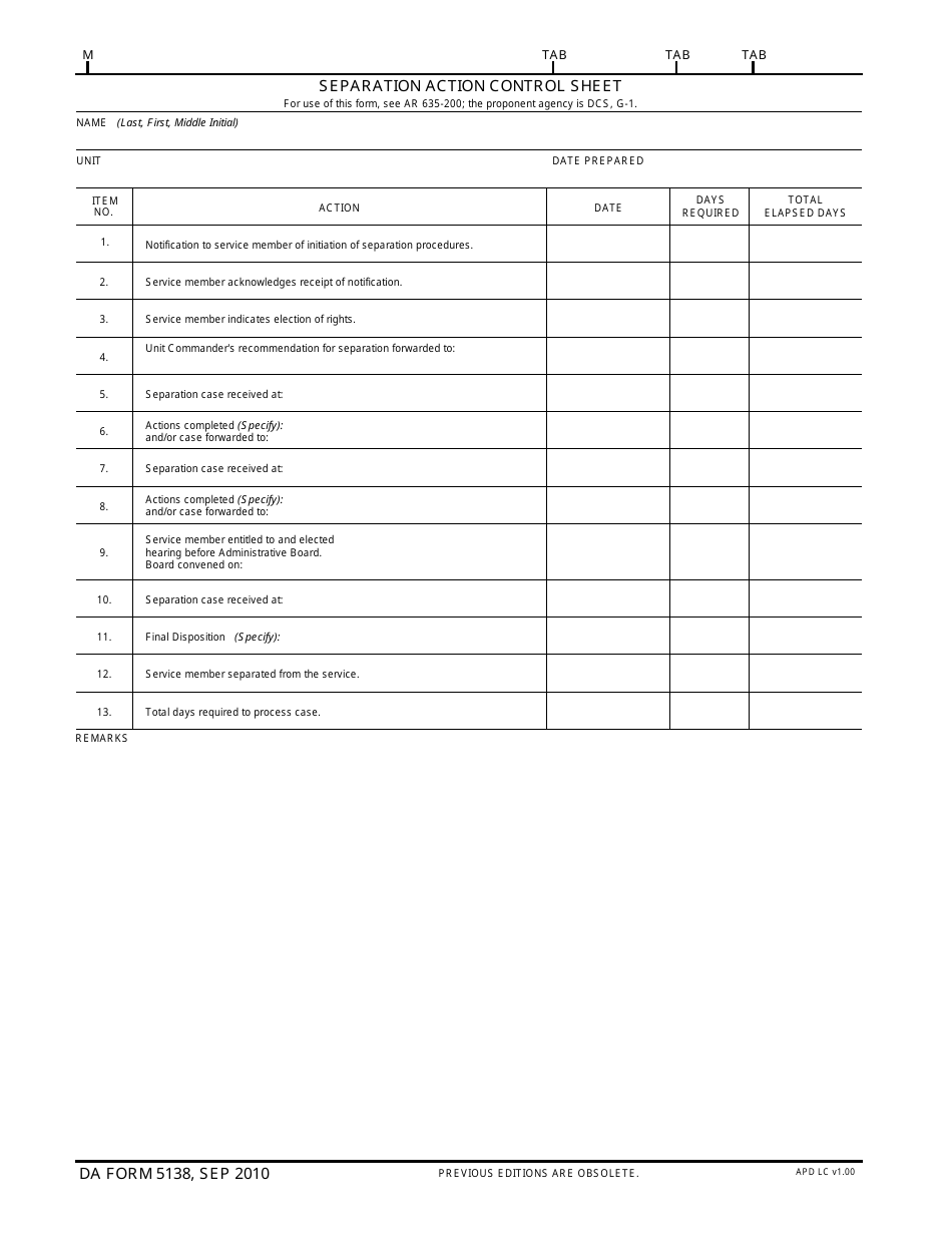 DA Form 5138 - Fill Out, Sign Online and Download Fillable PDF | Templateroller