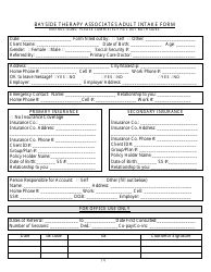 Document preview: Adult Intake Form - Bayside Therapy Associates