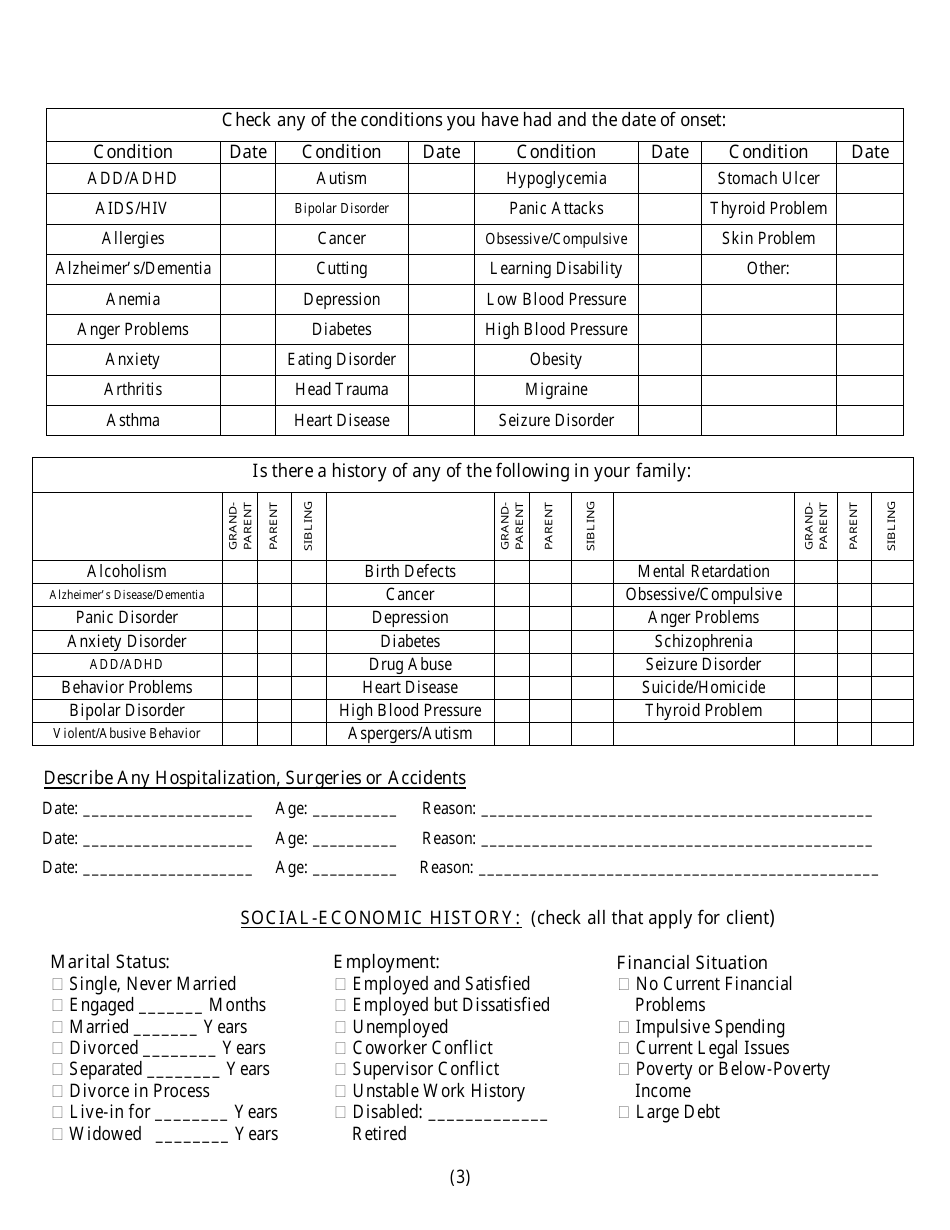 Adult Intake Form - Bayside Therapy Associates, Page 3