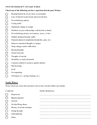 Psychotherapy Intake Form, Page 3