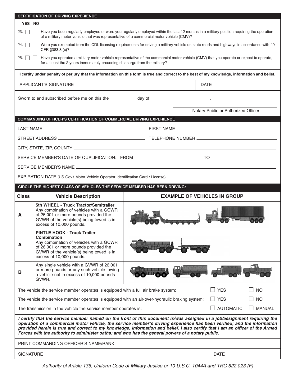 Form CDL-3A Application for Military Skills Test Waiver - Texas, Page 2