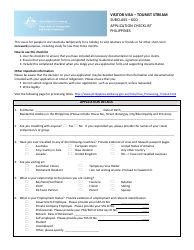 Document preview: Australia Visitor Visa Application Form " Embassy of Australia - Philippines