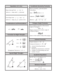 Wisconsin Mathematics Formula Reference Sheet, Page 2