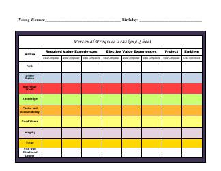 Document preview: Personal Progress Tracking Sheet Template