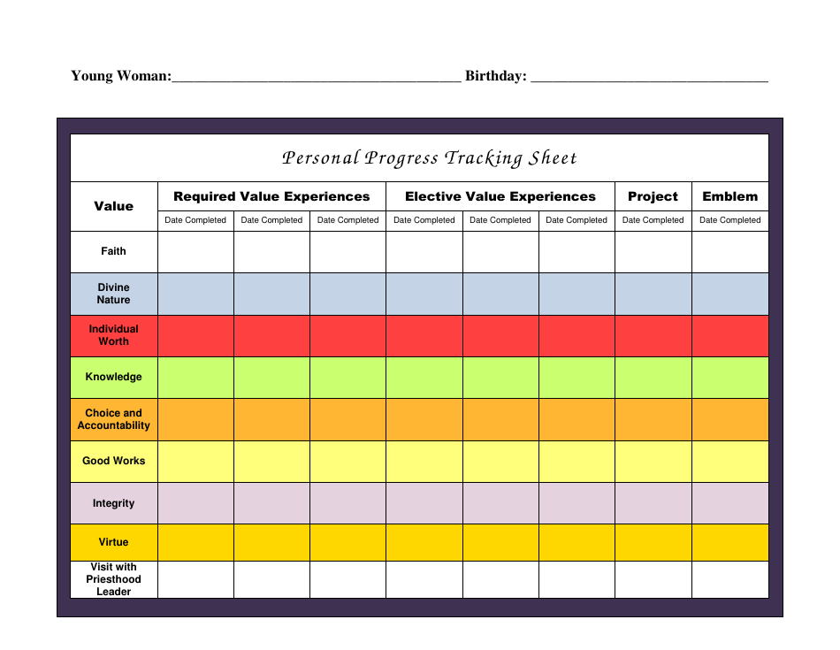 Printable Progress Monitoring Sheets