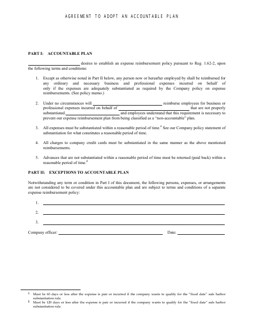 Agreement to Adopt an Accountable Plan Download Printable PDF