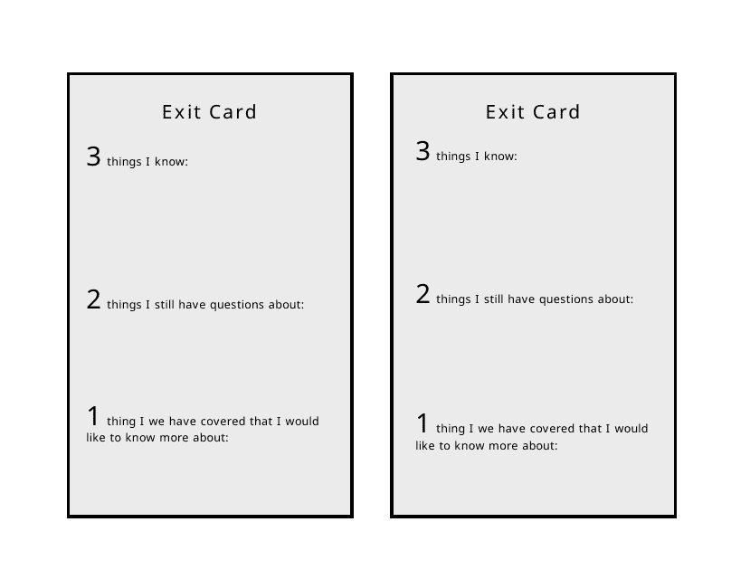 Exit Card Template