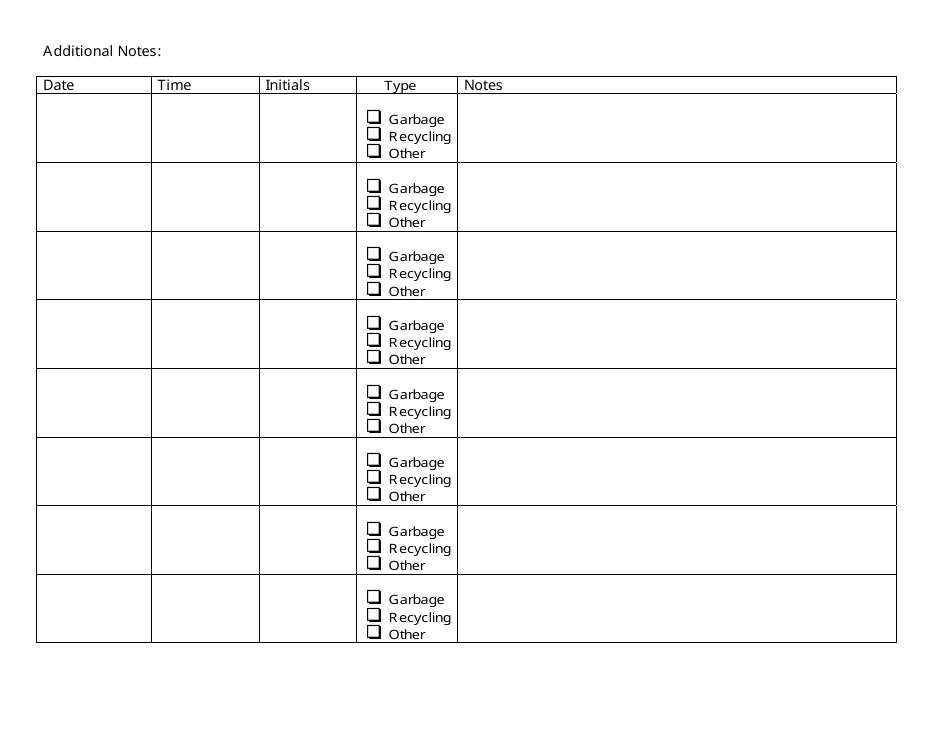 Garbage Tracking Sheet Template, Page 4