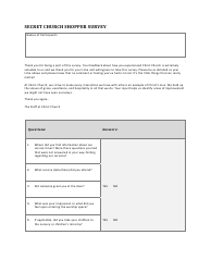 Document preview: Secret Church Shopper Survey Form - Christ Church