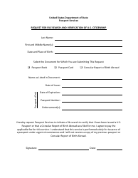 Document preview: Request for File Search and Verification of U.S. Citizenship