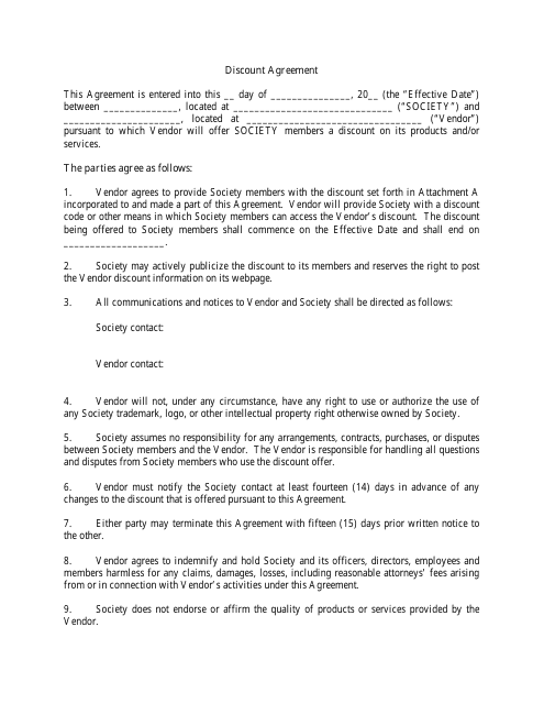 Discount Agreement Template