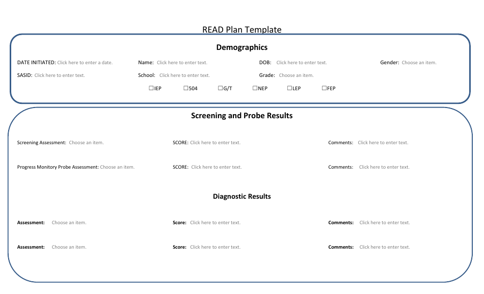 Read Plan Template - Preview