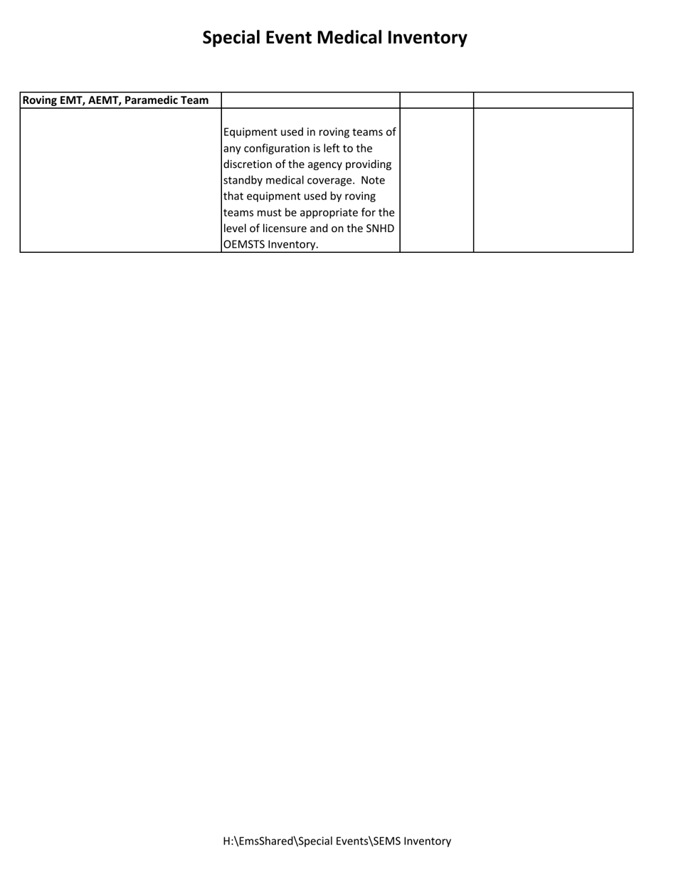 Special Event Medical Inventory - Nevada, Page 5