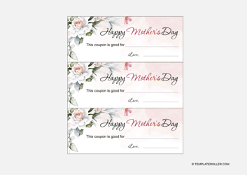 Document preview: Mother's Day Coupon Template - Roses