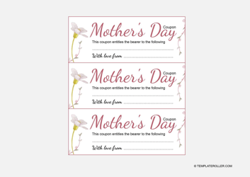 Document preview: Mother's Day Coupon Template - Flowers