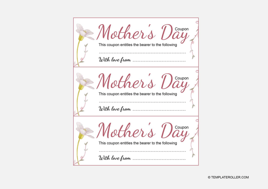 Mother's Day Coupon Template with Flowers