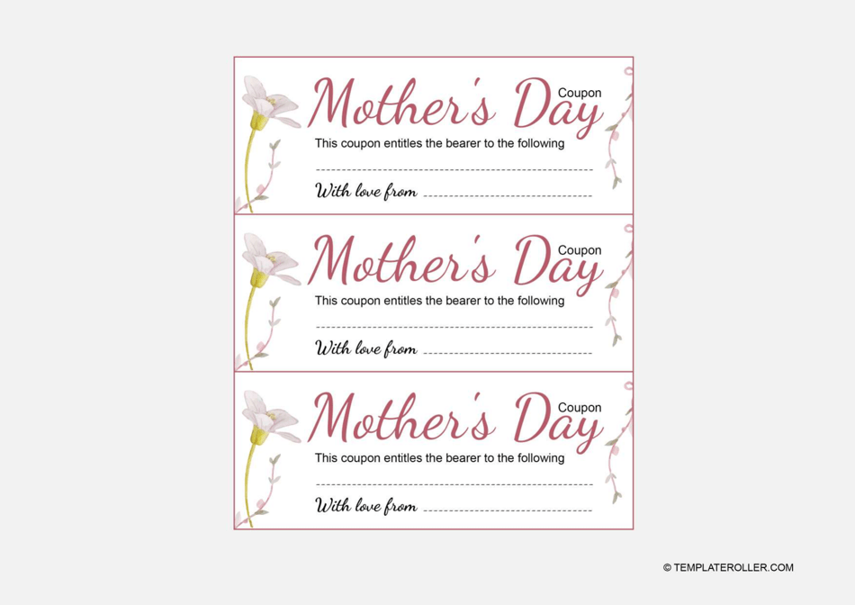 Mother's Day Coupon Template Flowers Download Printable PDF