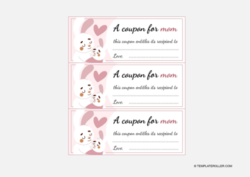 Document preview: Mother's Day Coupon Template - Rabbits