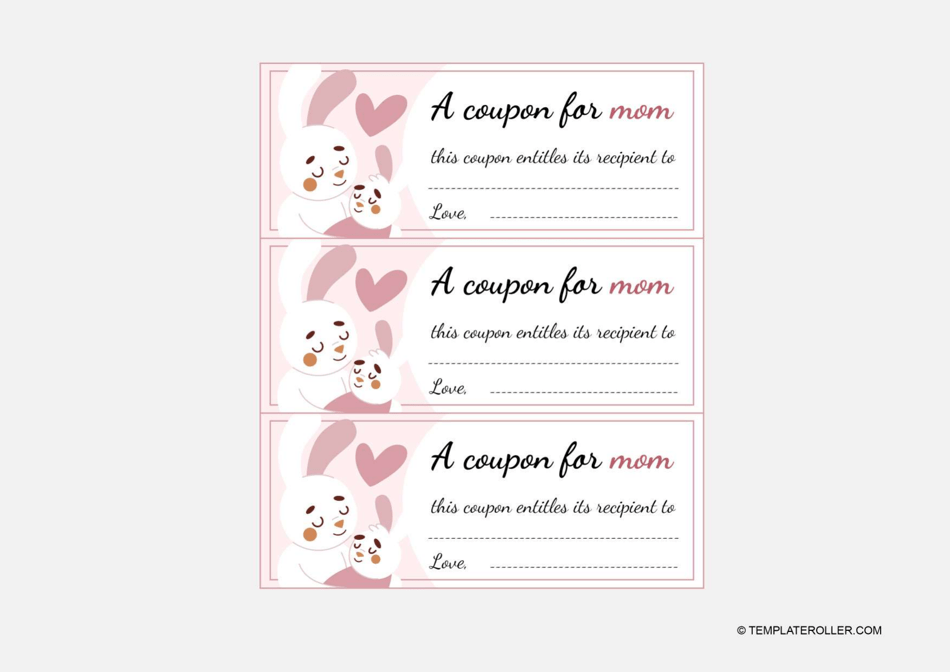 Mother's Day Coupon Template featuring cute Rabbits