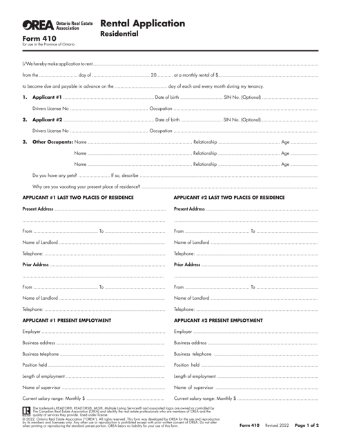 Form 410  Printable Pdf