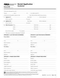 Form 410 Rental Application - Ontario Real Estate Association - Ontario, Canada