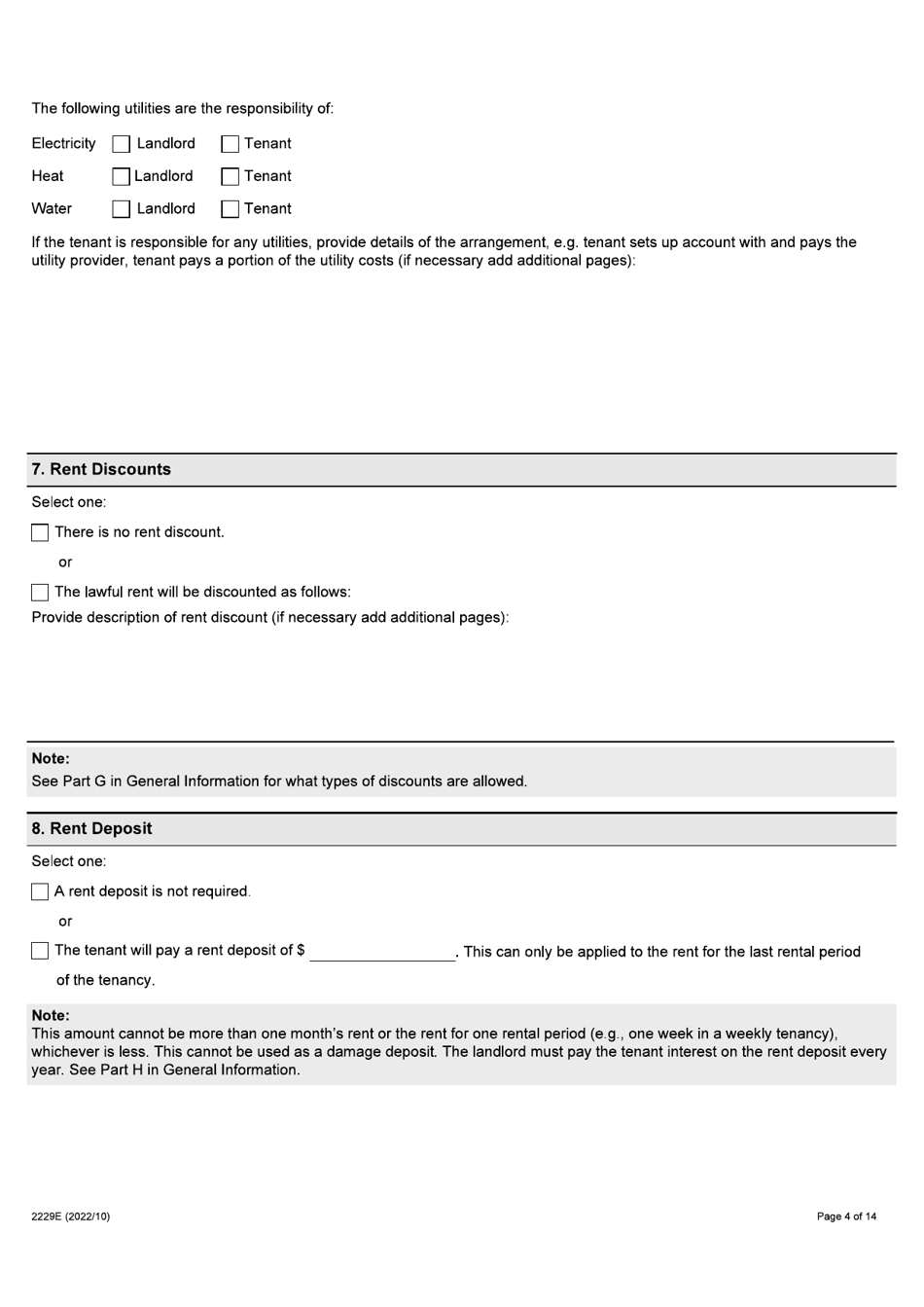 Form 2229E Residential Tenancy Agreement (Standard Form of Lease) - Ontario, Canada, Page 4