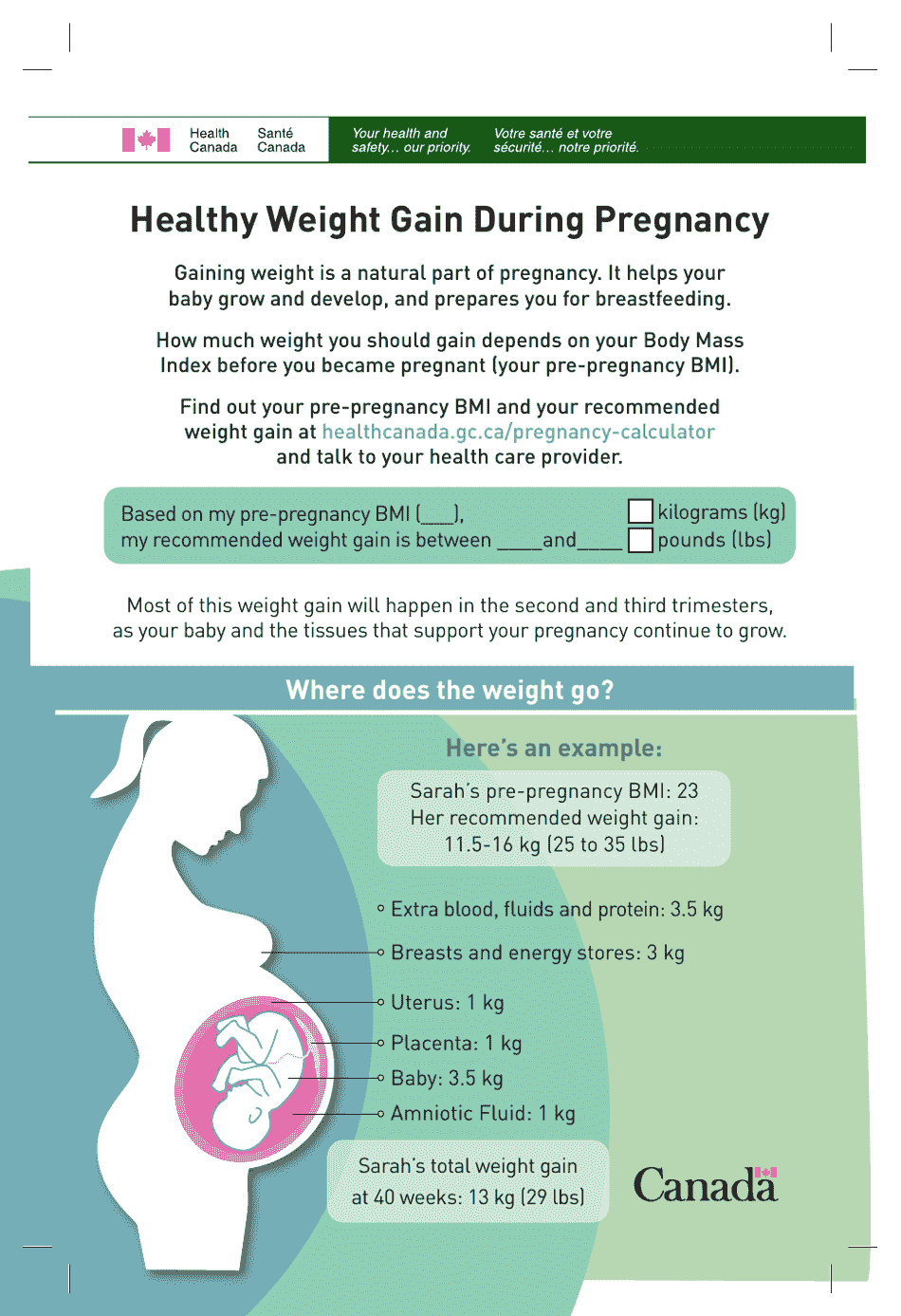 Pregnancy Weight Gain Card
