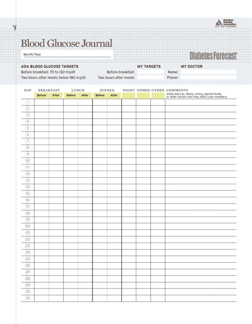 Blood Glucose Journal - Simple and effective method of tracking your blood glucose levels