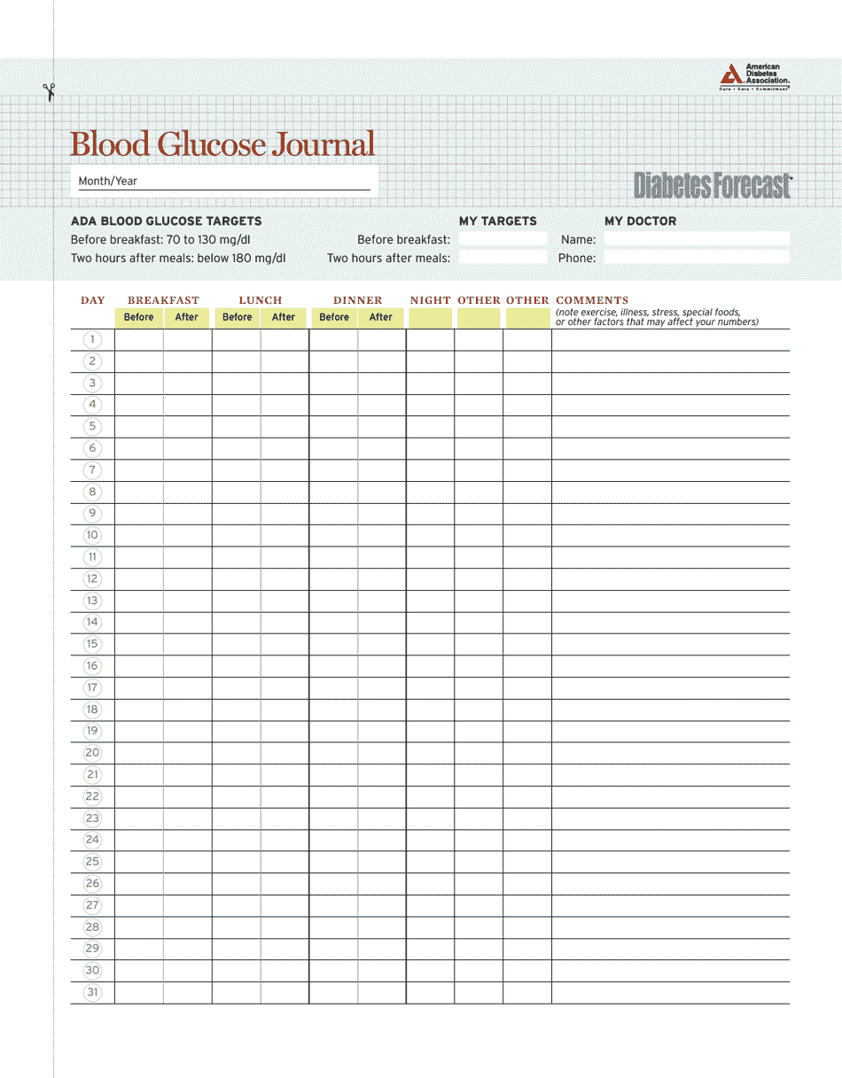 Blood Glucose Journal - Simple and effective method of tracking your blood glucose levels