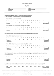 Pain Rating Scale - the British Pain Society (English/Chinese), Page 2