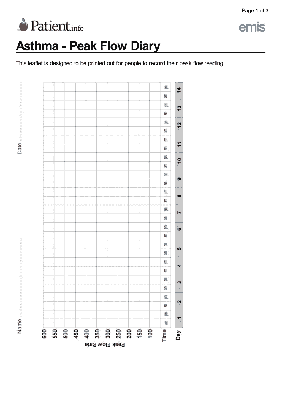 Asthma Peak Flow Charts Pdf Ms Word Printable Medical Forms | The Best ...