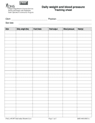 Document preview: Daily Weight and Blood Pressure Tracking Sheet - Oregon