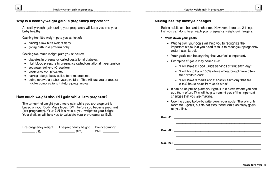 Pregnancy Weight Gain and Food Diary - Hamilton Health Sciences, Page 7