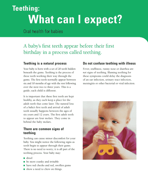 Baby's Teething Chart - Free Printable PDF