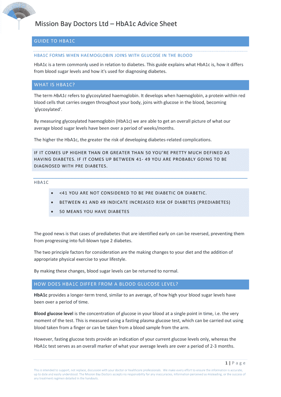 Hba1c Advice Sheet - Comprehensive Guide on Understanding and Managing your Hba1c Levels