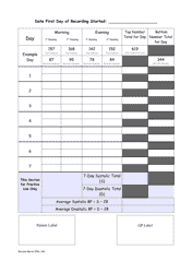 Home Blood Pressure Recording Log, Page 2