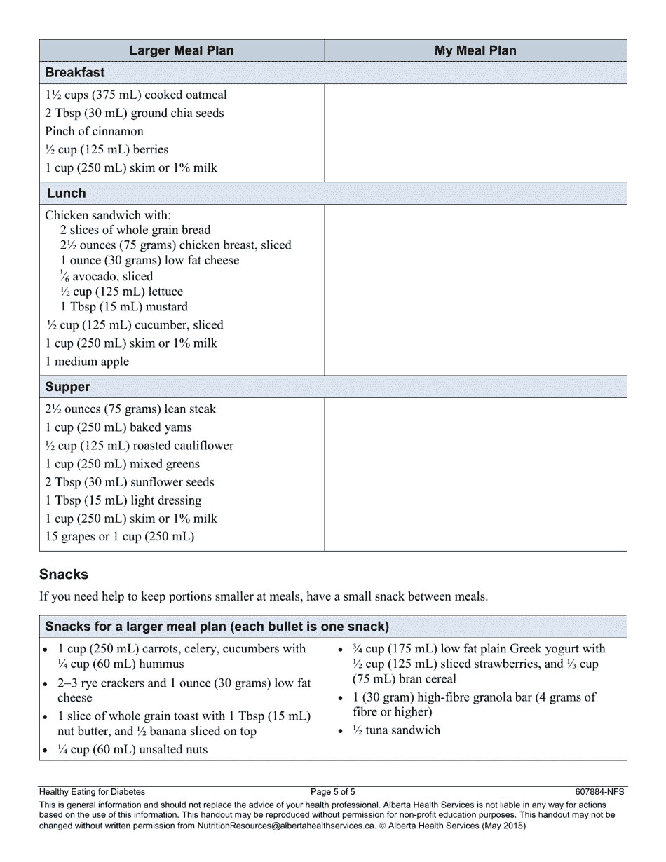 Diabetes Meal Planner - Alberta, Canada, Page 5