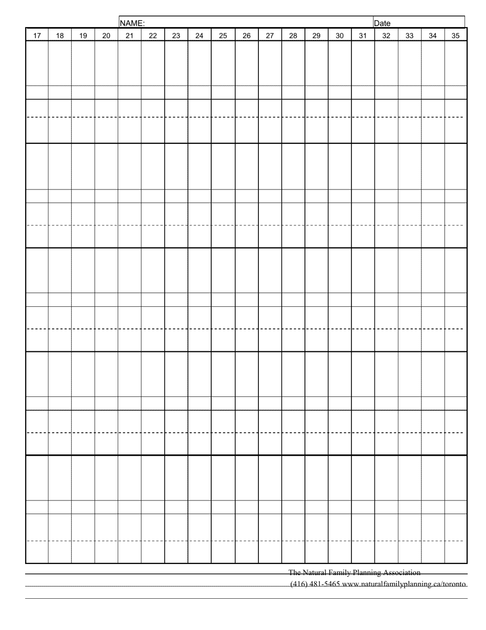 Billings Ovulation Method Personal Record Chart, Page 3