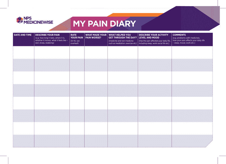 Pain Diary - Nps Medicinewise