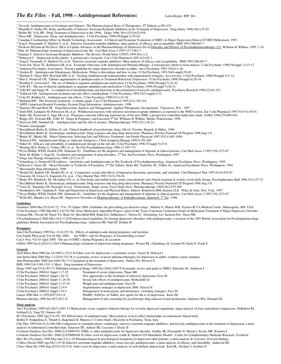 Antidepressant Comparison Chart, Page 5